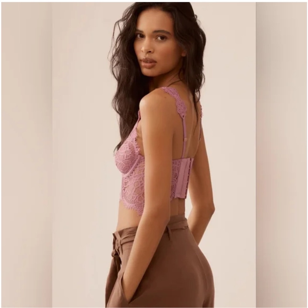 NWT Anthropologie The Giselle Lace Bustier Mauve  size Extra Small - Picture 2 of 5